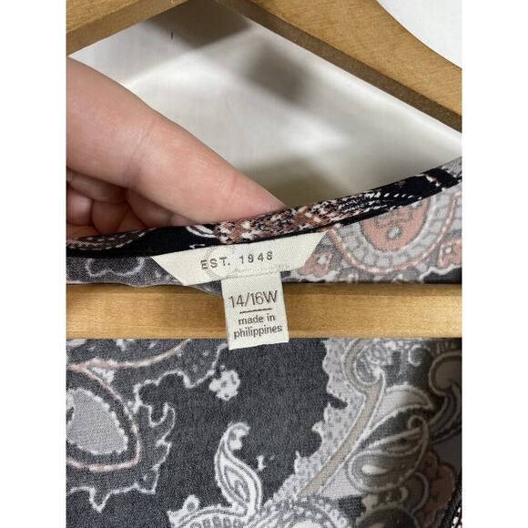 Cato Wrap Dress Size 14/16W 1X Black Paisley Print Stretch Knit Whimsigoth Boho - Picture 8 of 12